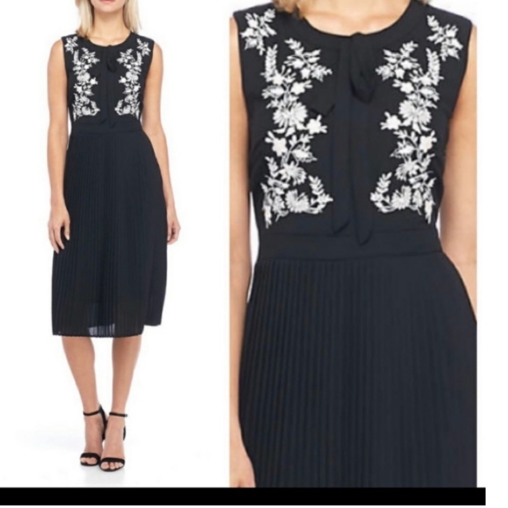 Nanette Lepore black Bella Donna pleated dress 8 NWT